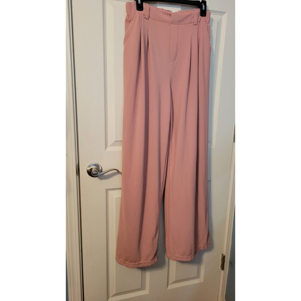 Halara Flex High Waisted Wide Leg Waffle Work Pants - Pink (Size M Tall) - EUC